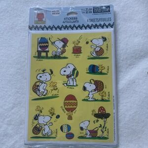 Vintage Peanuts Snoopy Heartline Hallmark Easter Spring Stickers Sealed 4 Sheets